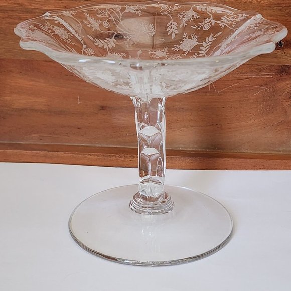 Fostoria Baroque Shirley Compote Pedestal Cheese Plate Stand Depression Glass - Picture 9 of 13
